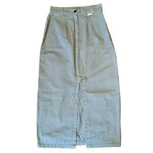 Vtg BONGO Denim Midi A-Line Pleated Pencil Skirt Jnr Sz 5 90s Y2K Preppy Western